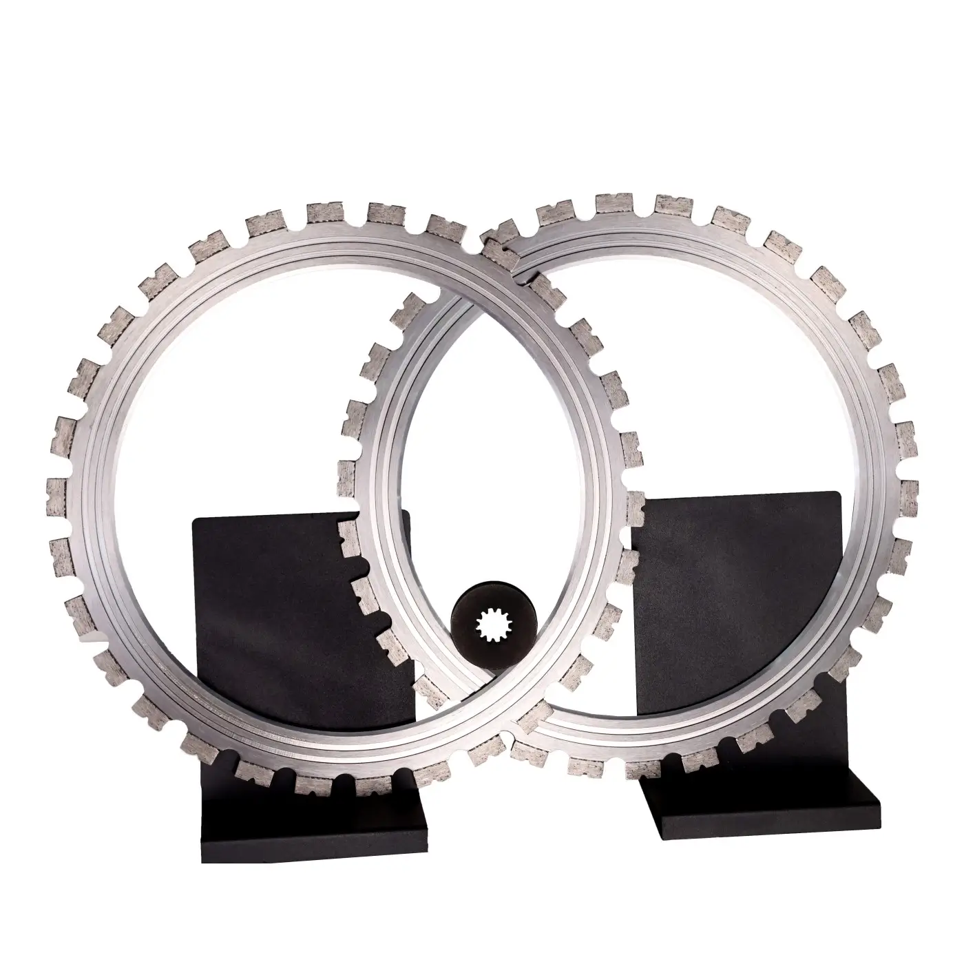 400mm Ring saw blade set featuring drive wheel for deep cutting in reinforced concrete walls and floor slabs
